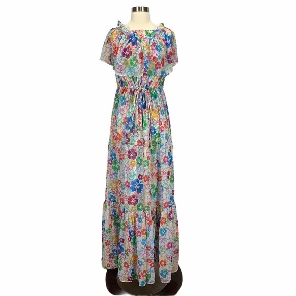 All Things Mochi Kona Polynesian maxi dress hibiscus floral tropical - Picture 1 of 9